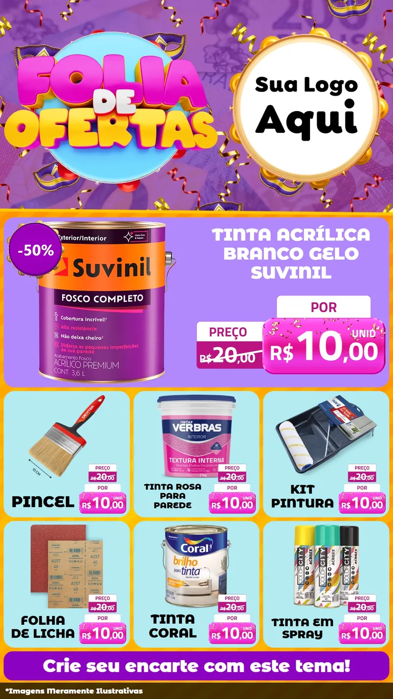 Modelo de Rede Social para Stories com o tema Folia de Ofertas para Tintas e Ferramentas