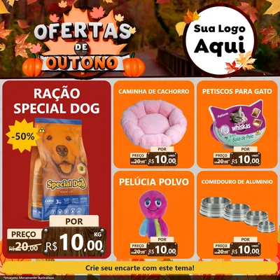 Modelo de Rede Social para Feed Facebook com o tema Ofertas de Outono para Pet Shop