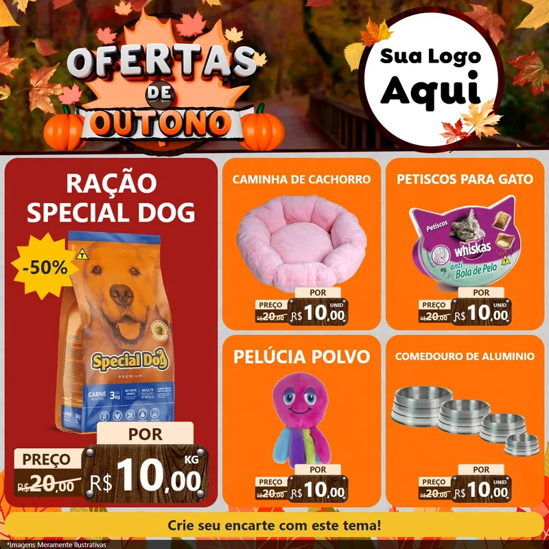 Modelo de Rede Social para Feed Facebook com o tema Ofertas de Outono para Pet Shop