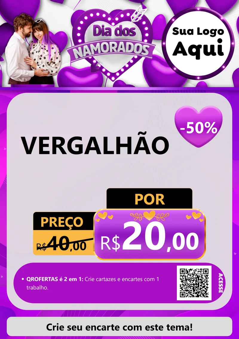 Modelo de Cartaz para Cartaz A4 Vertical com o tema Dia dos Namorados para Ferragens