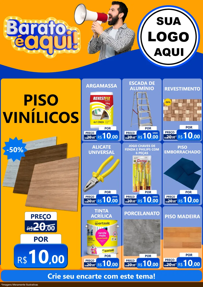 Modelo de Encarte para Encarte A4 Vertical com o tema Barato é aqui para Material para Construção