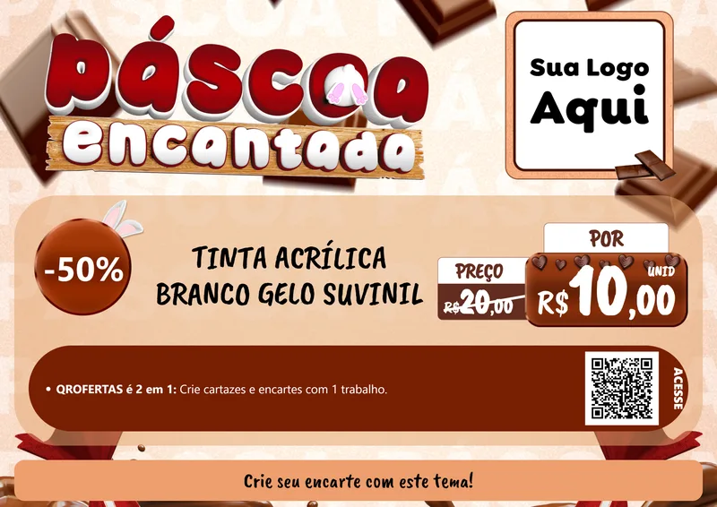 Modelo de Cartaz para Cartaz A4 Horizontal com o tema Páscoa Encantada para Tintas e Ferramentas