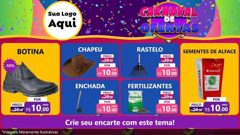 Modelo de TV para TV Horizontal com o tema Carnaval de Ofertas para Agropecuária