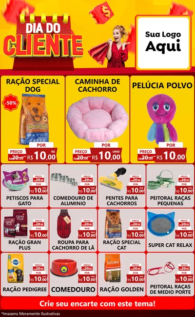 Modelo de Encarte para Encarte Grande com o tema Dia do Cliente para Pet Shop