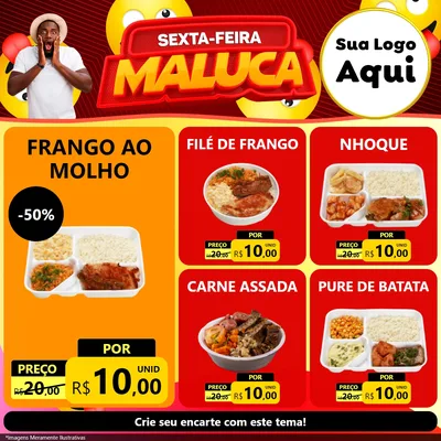 Modelo de Rede Social para Feed Facebook com o tema Sexta-feira Maluca para Restaurante