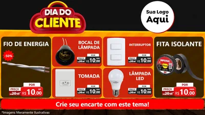 Modelo de TV para TV Horizontal com o tema Dia do Cliente para Materiais Elétricos