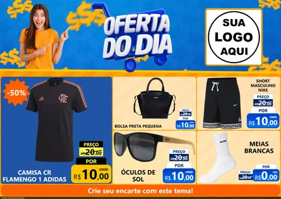 Modelo de Encarte para Encarte A4 Horizontal com o tema Oferta do Dia para Roupas e acessórios
