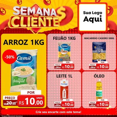 Modelo de Rede Social para Feed Facebook com o tema Semana do Cliente para Supermercado
