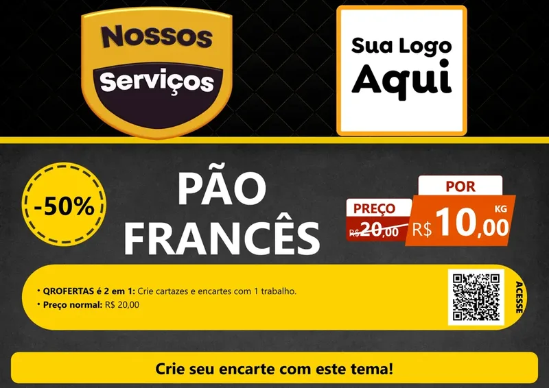 Modelo de Cartaz para Cartaz A4 Horizontal com o tema Nossos Serviços para Padaria