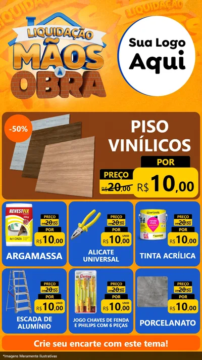 Modelo de Rede Social para Stories com o tema Liquidação Mãos à Obra para Material para Construção