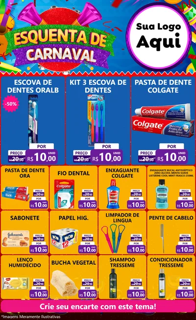 Modelo de Encarte para Encarte Grande com o tema Esquenta de Carnaval para Higiene Pessoal