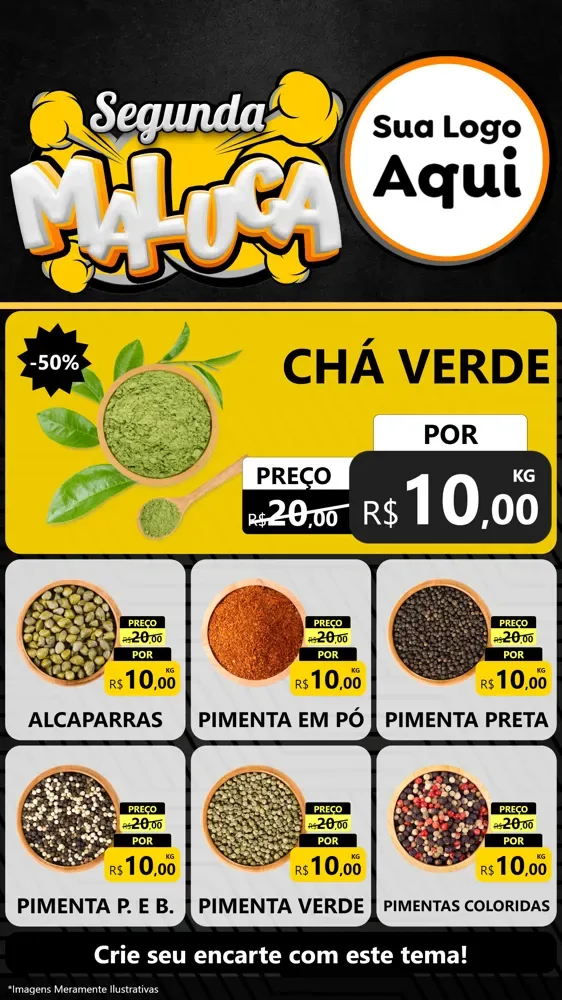 Modelo de Rede Social para Stories com o tema Segunda Maluca para Produtos Naturais