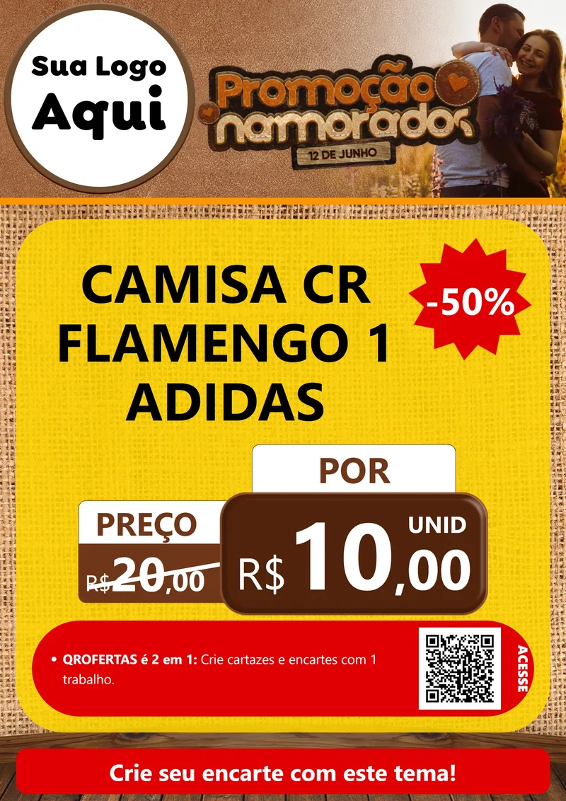 Modelo de Cartaz para Cartaz A4 Vertical com o tema Promoção Namorados para Roupas e acessórios