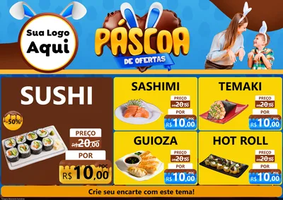 Modelo de Encarte para Encarte A4 Horizontal com o tema Páscoa de Ofertas para Comida japonesa