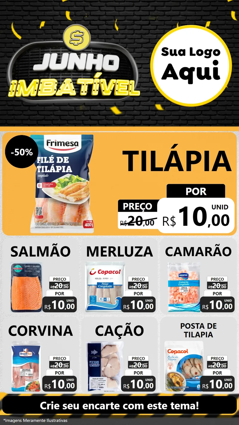 Modelo de Rede Social para Stories com o tema Junho Imbatível para Peixaria
