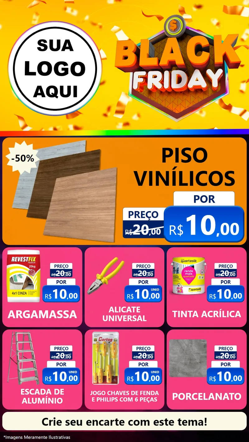 Modelo de Rede Social para Stories com o tema Black Friday para Material para Construção