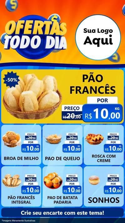 Modelo de Rede Social para Stories com o tema Ofertas Todo Dia para Padaria