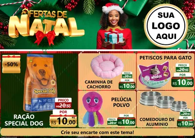 Modelo de Encarte para Encarte A4 Horizontal com o tema Ofertas de Natal para Pet Shop