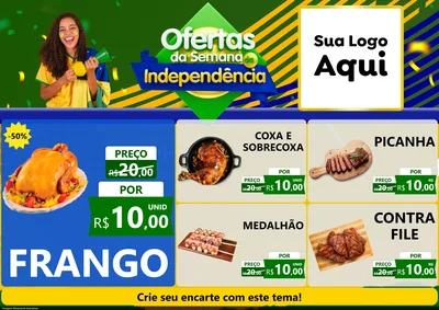 Modelo de Encarte para Encarte A4 Horizontal com o tema Ofertas da Semana da Independência para Assados