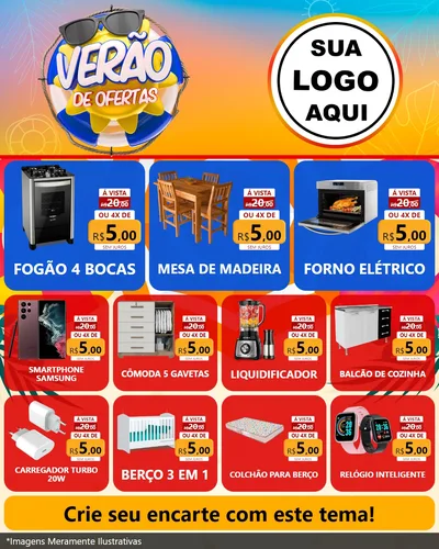 Modelo de Rede Social para Feed Instagram com o tema Verão de Ofertas para Móveis e Eletro