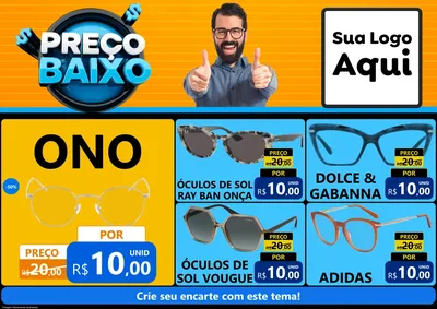 Modelo de Encarte para Encarte A4 Horizontal com o tema Preço Baixo para Óticas