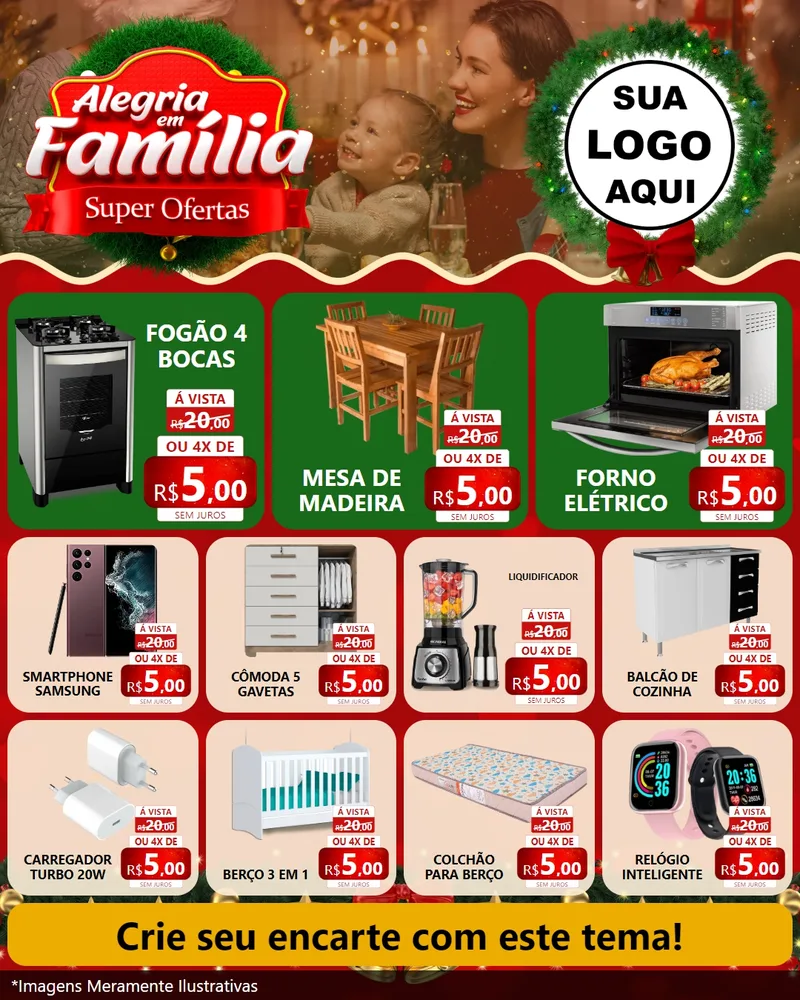 Modelo de Rede Social para Feed Instagram com o tema Alegria Em Família - Super Ofertas para Móveis e Eletro