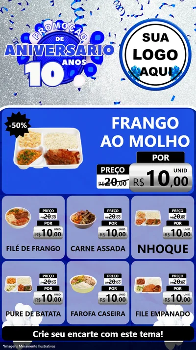 Modelo de Rede Social para Stories com o tema Promoção de Aniversário - 10 Anos para Restaurante