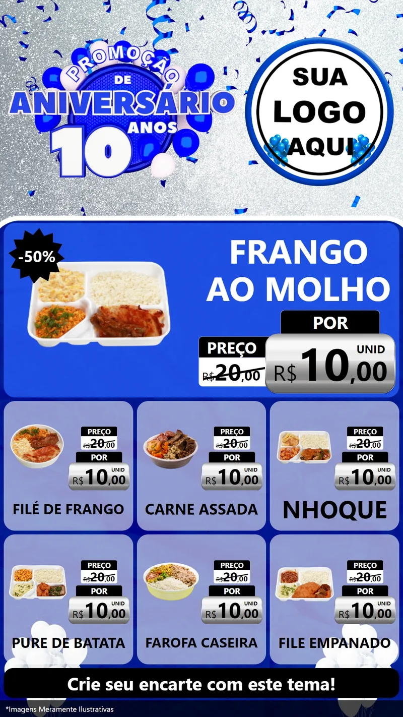 Modelo de Rede Social para Stories com o tema Promoção de Aniversário - 10 Anos para Restaurante