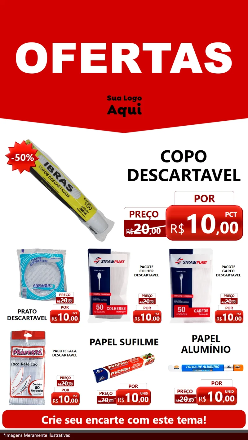 Modelo de Rede Social para Stories com o tema Ofertas Vermelho Cartaz para Embalagens