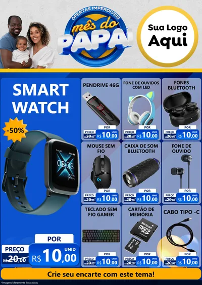 Modelo de Encarte para Encarte A4 Vertical com o tema Ofertas Imperdíveis Mês Do Papai para Informática