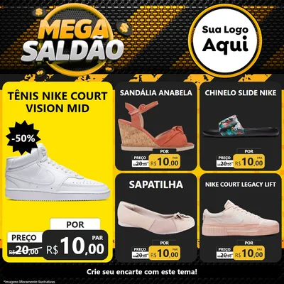 Modelo de Rede Social para Feed Facebook com o tema Mega Saldão para Calçados