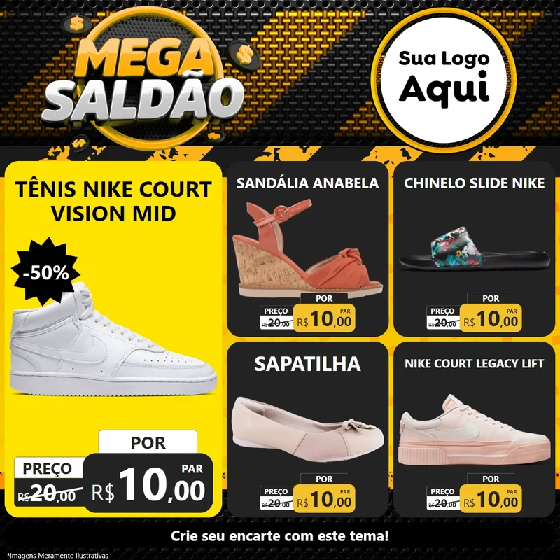 Modelo de Rede Social para Feed Facebook com o tema Mega Saldão para Calçados