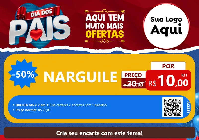 Modelo de Cartaz para Cartaz A4 Horizontal com o tema Dia dos Pais para Tabacaria
