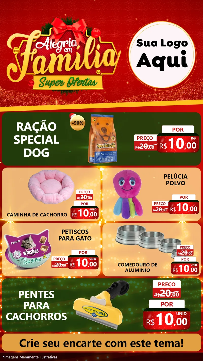 Modelo de TV para TV Vertical com o tema Alegria em Família Super Ofertas - Natal para Pet Shop