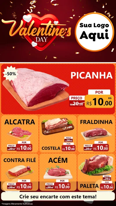 Modelo de Rede Social para Stories com o tema Valentine's Day para Açougue