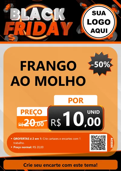 Modelo de Cartaz para Cartaz A4 Vertical com o tema Black Friday para Restaurante