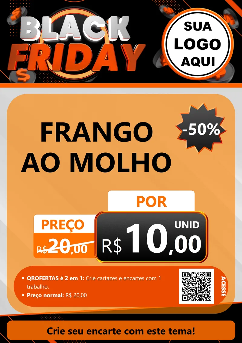 Modelo de Cartaz para Cartaz A4 Vertical com o tema Black Friday para Restaurante