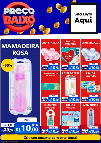 Modelo de Encarte para Encarte A4 Vertical com o tema Preço Baixo para Bebês
