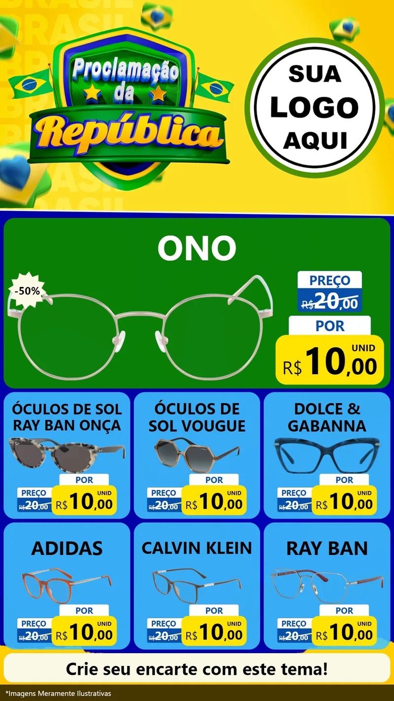 Modelo de Rede Social para Stories com o tema Proclamação da República para Óticas