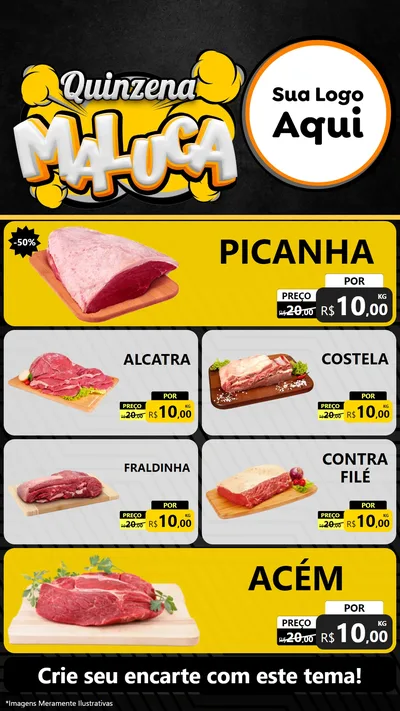 Modelo de TV para TV Vertical com o tema Quinzena Maluca para Açougue