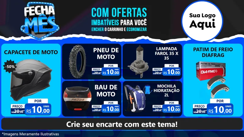 Modelo de TV para TV Horizontal com o tema Fecha Mês para Moto peças