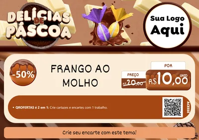 Modelo de Cartaz para Cartaz A4 Horizontal com o tema Delícias de Páscoa para Restaurante