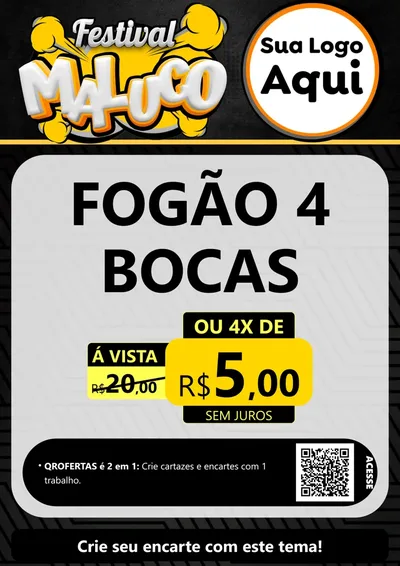 Modelo de Cartaz para Cartaz A4 Vertical com o tema Festival Maluco para Móveis e Eletro