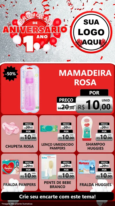Modelo de Rede Social para Stories com o tema Promoção de Aniversário - 1 Ano para Bebês