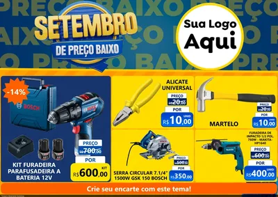 Modelo de Encarte para Encarte A4 Horizontal com o tema Setembro De Preço Baixo para Maquinas e Ferramentas