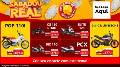 Modelo de TV para TV Horizontal com o tema Sabadou do Real para Concessionaria de Motos