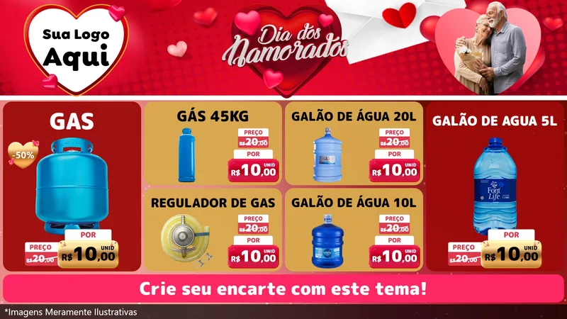 Modelo de TV para TV Horizontal com o tema Dia Dos Namorados para Água e gás