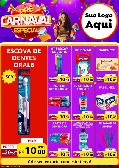 Modelo de Encarte para Encarte A4 Vertical com o tema Pré-Carnaval Especial para Higiene Pessoal