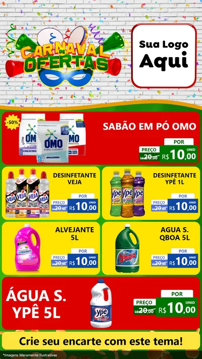 Modelo de TV para TV Vertical com o tema Carnaval de Ofertas para Produtos de Limpeza
