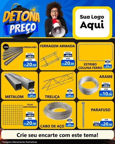 Modelo de Rede Social para Feed Instagram com o tema Detona Preços para Ferragens